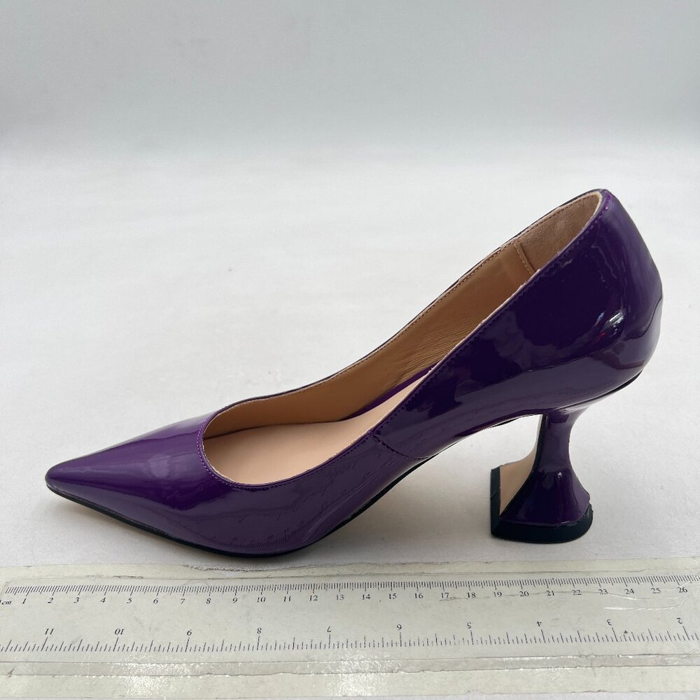 YDN Purple Pointed Toe Slip on Pumps Special High Heel Shoe for Party Prom Lady